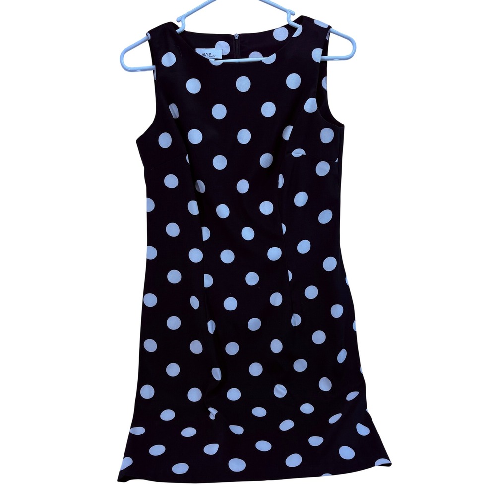 ALYX Limited Womens Black White Polka Dot Sleeveless Sheath Dress Size 6